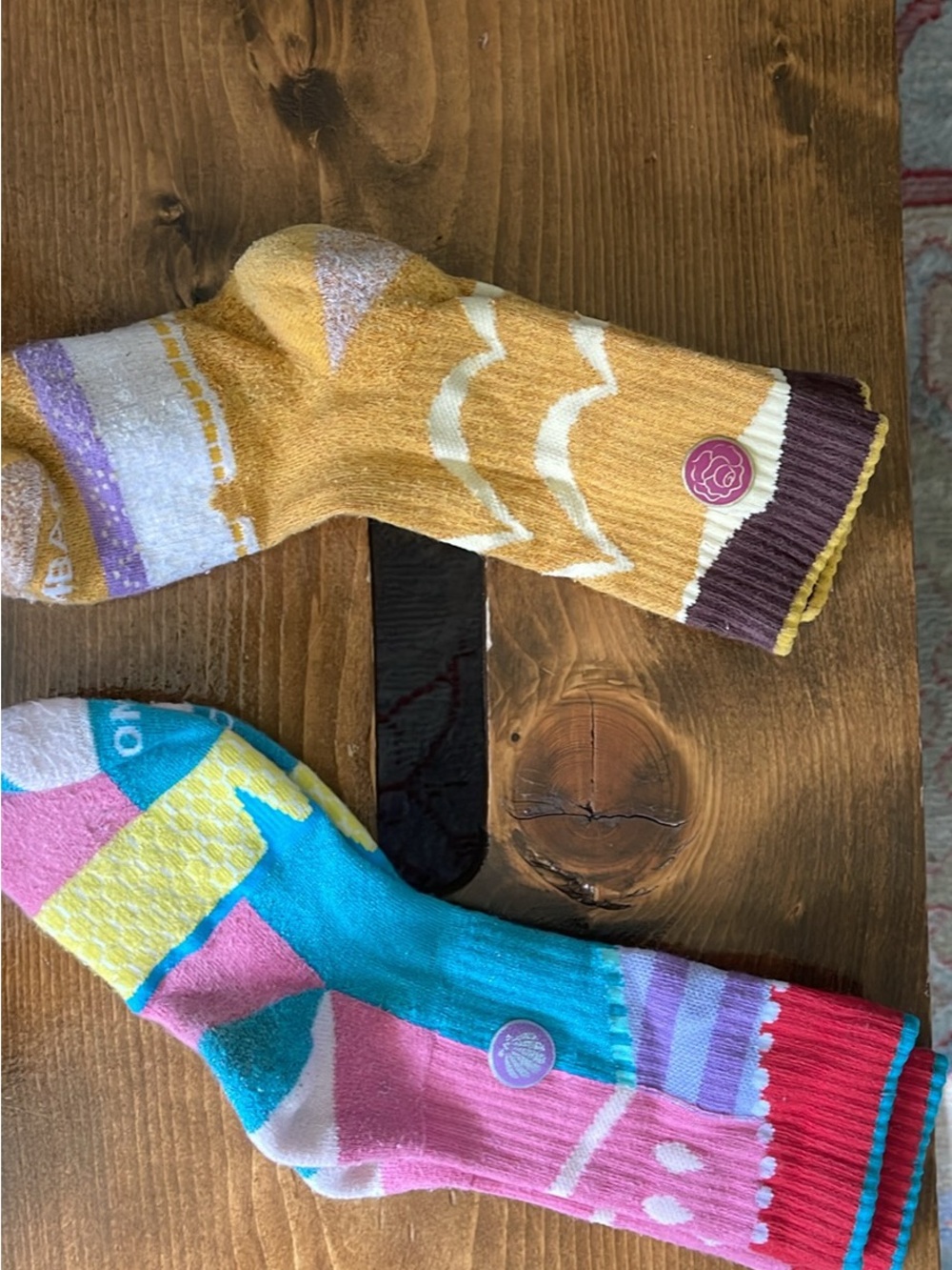 Bombas Kids Colorblock & Pattern Crew Socks in Mustard, Turquoise, Pink & Purple